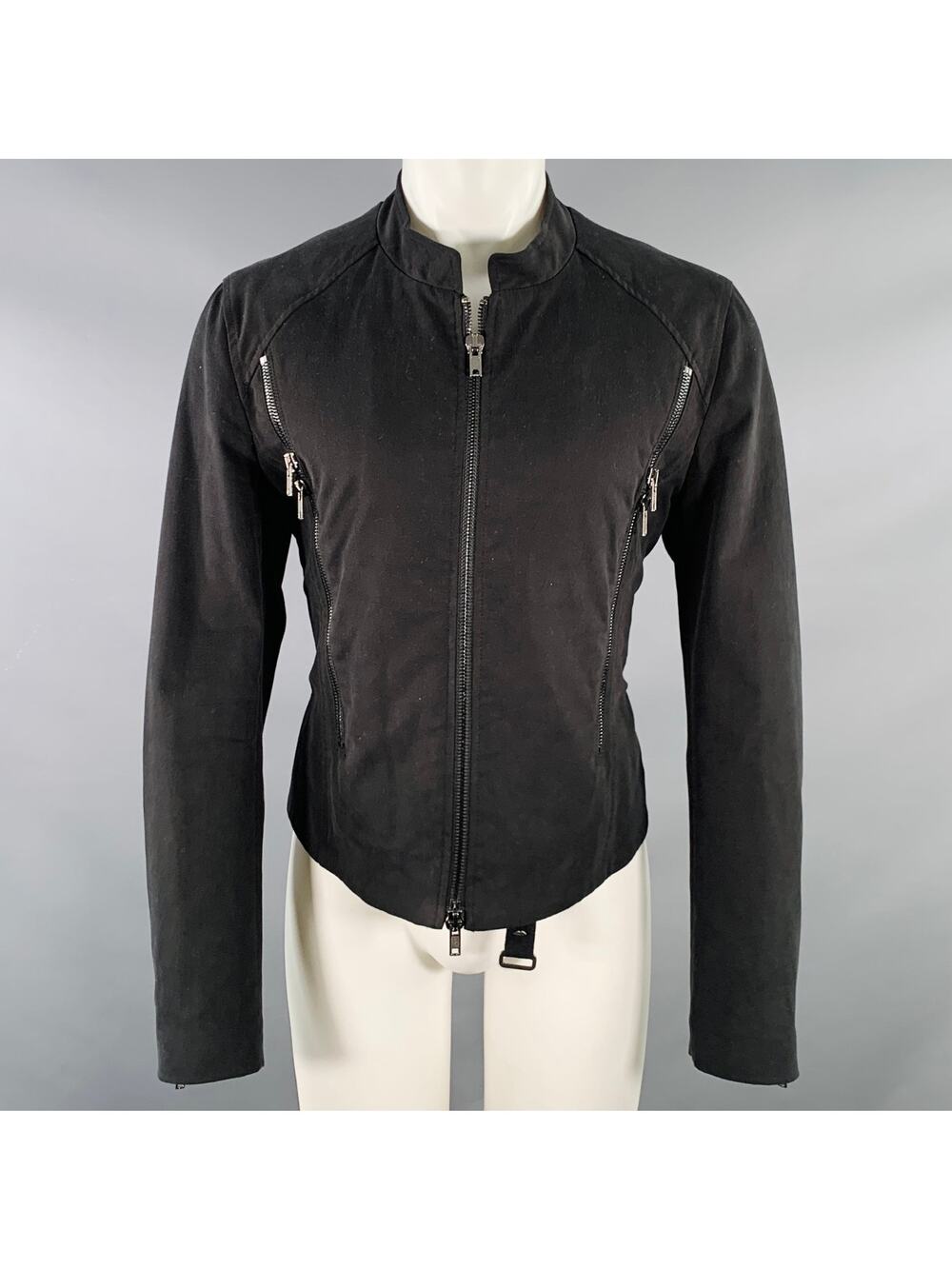 TOM REBL Size M Black Cotton Blend Motorcycle Jacket